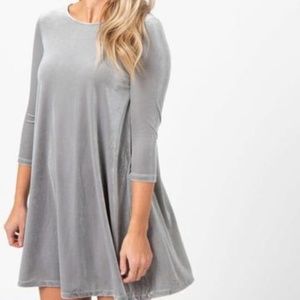 NWT Agnes & Dora ¾ Sleeve Velvet Swing Top / Dress - Chrome